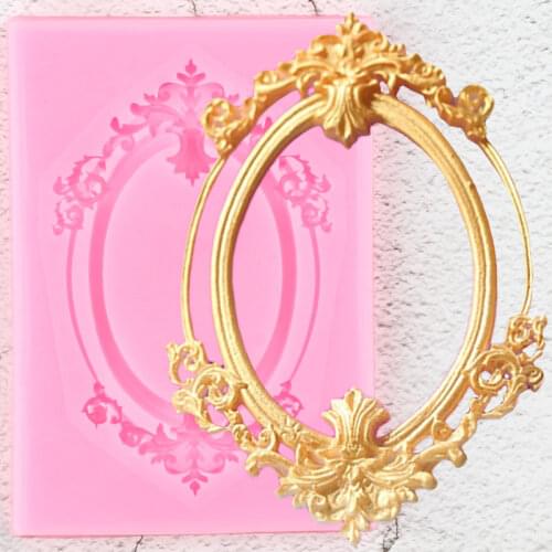3D Frame Silicone Mold DIY Baroque Relief Cupcake Topper Fondant Molds Cake Decorating Tools Candy Resin Clay Chocolate Moulds