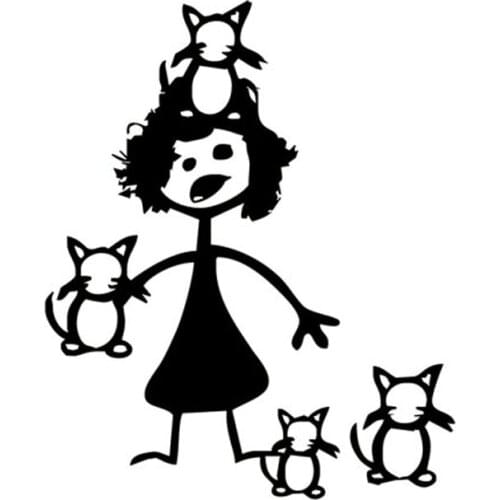 PLAY COOL Funny Crazy Cat Lady Cartoon Car Sticker Automobiles Motorcycles Exterior Accessories Vinyl Decals for Bmw Audi Ford