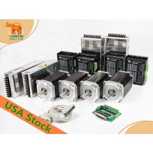 USA Free! Wantai 4 Axis Nema34 1600oz-in Dual Shaft+ Driver DQ860MA+ Power 350W 60V CNC Milling kit