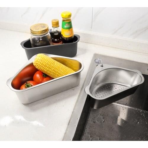 Kitchen Sink Filter Rack Multifunctional Suction Cup Holder Hanging Triangle Sink Drain Storage Basket Kitchen Accessories