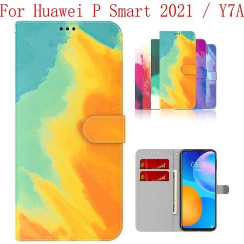 Sunjolly Case for Huawei P Smart 2021 Y7A Wallet Stand Flip PU Phone Case Cover coque capa Huawei P Smart 2021 Y7A Case Cover
