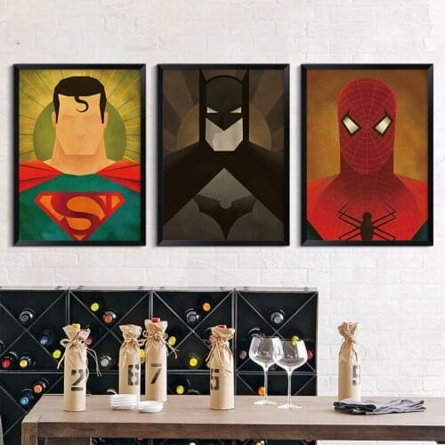 Marvel Superhero Anime Vintage Posters and Prints Captain Iron Man Minimalist Canvas Painting for Kids Room Wall Art Home Decor