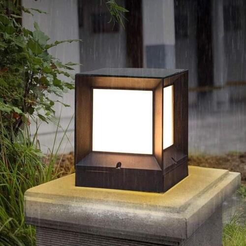 BEIAIDI Waterproof Solar Landscape Lawn Lamp Outdoor Garden Gate Pillar Light Villa Hotel Fence Pathway Column Light Stigma Lamp