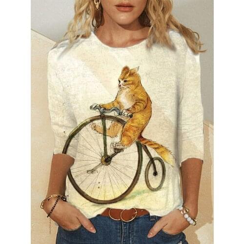 Loose Print Half Sleeve T-shirt Women Cotton O-neck Pullover Tops 2021 Summer Streetwear Clothing Oversized Shirt Plus Size 5XL