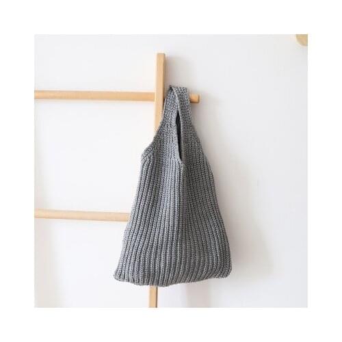 Fashion Knitting Handmade Cotton Wool Rope Crochet Woven Bag Trend Womens Handbag Straw Shoulder Bag For Ladies Female