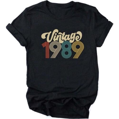 Vintage 1980 Letter Print T Shirt Women Fashion Harajuku Summer T Shirts 40th Birthday Party Tops Tee Gift for Her Dropshipping