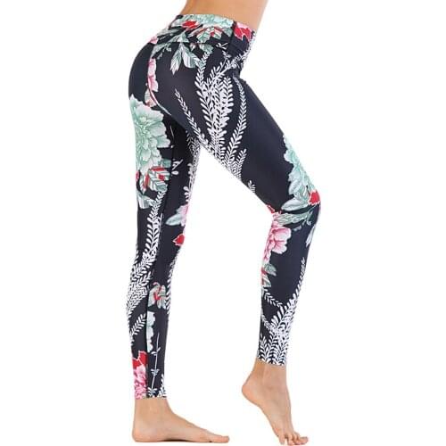 Retro Gym Leggings Floral Print Hip Lifting Women Fitness Pants Running Tight Yoga Leggings Sportswear Female Workout Trousers