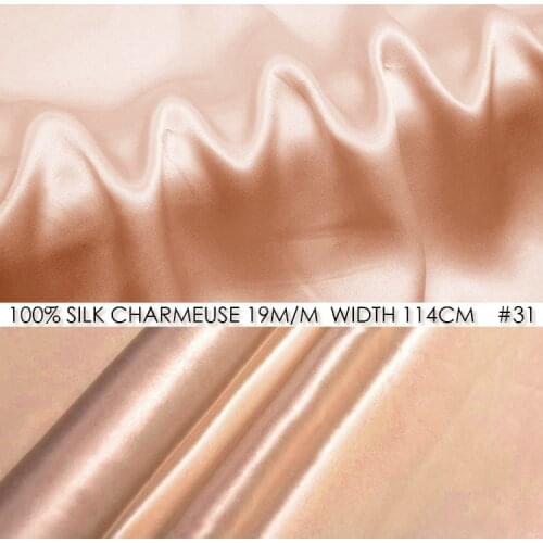 100% SILK CHARMEUSE SATIN 114cm width 19momme/100% Pure Mulberry Silk Fabric/China Wedding Dress Fabric Suppliers Peach NO.31
