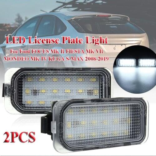 2PCS LED Tail Number License Plate Lights Lamps Error Free Fit For FOCUS MK II FIESTA MK VII MONDEO MK IV KUGA S-MAX 2008-2019