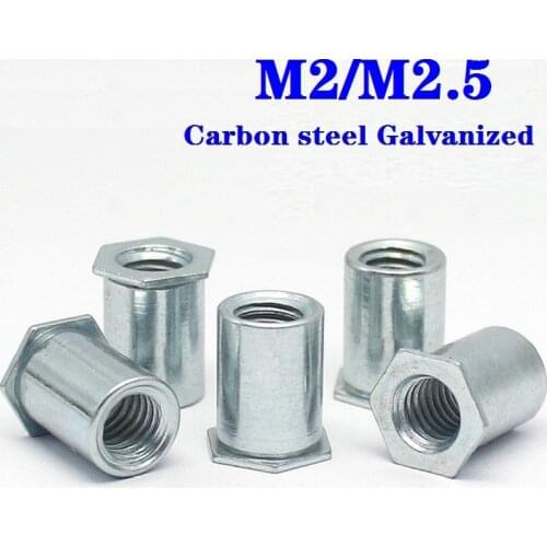 200pcs SO-M2 M2.5 Galvanized carbon steel through hole pressure riveting stud hexagonal pressure riveting nut column