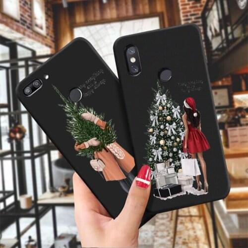 2020 New Year Fashion Christmas girl black TPU Soft Phone case for Redmi6 Redmi7 Redmi8A Redmi9 Redmi10X Redmi K20 Redmi K30pro