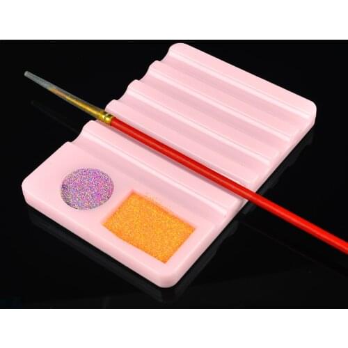 2020 New Acrylic Nail Art Brush Holder Display With Nail Polish Palette For 5pcs UV Gel Brush Pen Rack Nail Decoration Tools