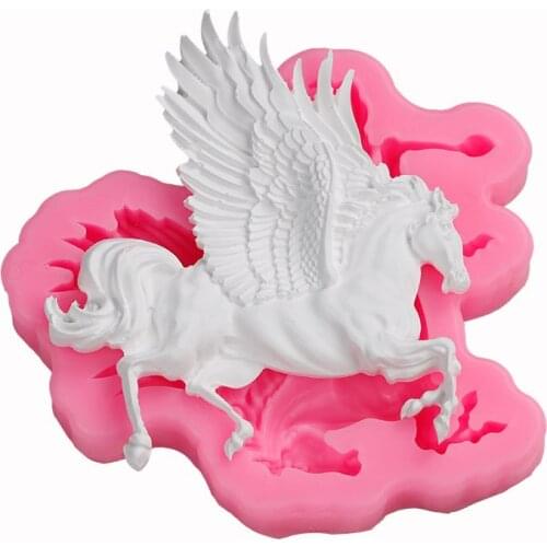 3D Pegasus Silicone Mold DIY Horse Chocolate Sugarcraft Candy Pastry Fondant Mould Wedding Party Cake Decorating Baking Tools