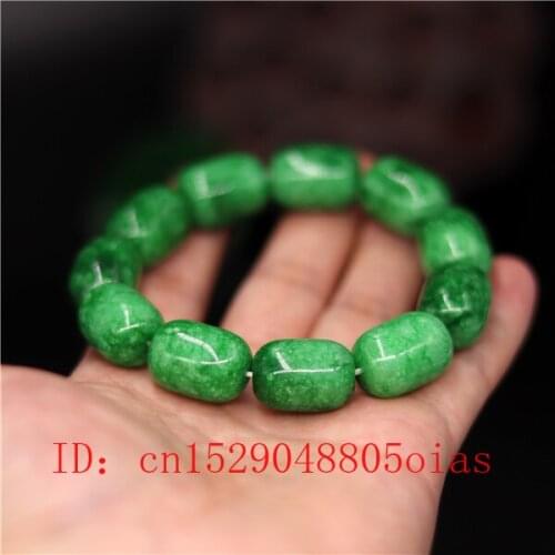 Natural Green Jade Beads Bangle Bracelet Charm Jadeite Jewellery Fashion Accessories Hand-Carved Amulet Gifts for Women Men