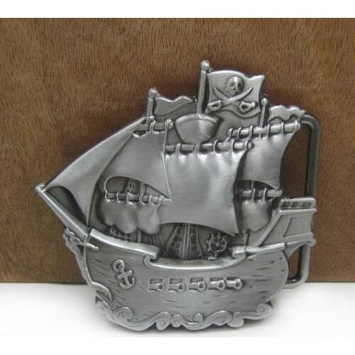 BuckleClub wholesale retro zinc alloy sailing boat belt buckle western jeans gift belt buckle FP-03326 PEWTER FINISH