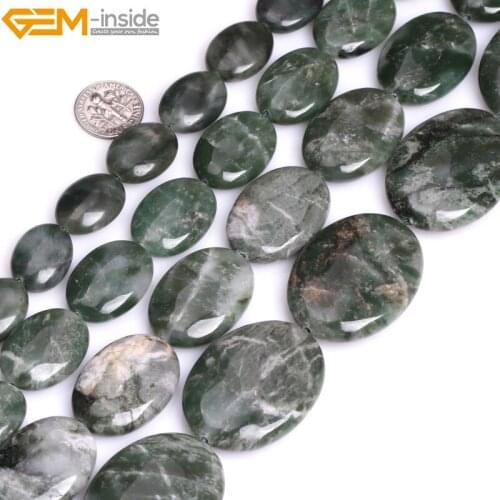 Gem-inside Many Size 15" Natural Oval Green African Jade Stone Beads For Jewelry Making Beads DIY Beads Bracelets For Women
