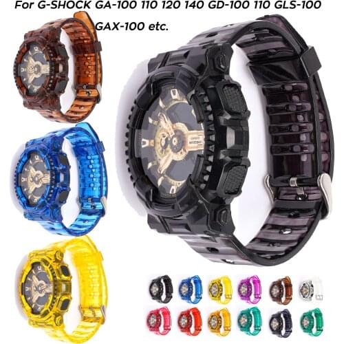 GA110 Series Strap Watch Case For Casio G-SHOCK Resin Transparent Strap GD 120 GA 100 GA 110 GA 100C Strap Case Set Accessories