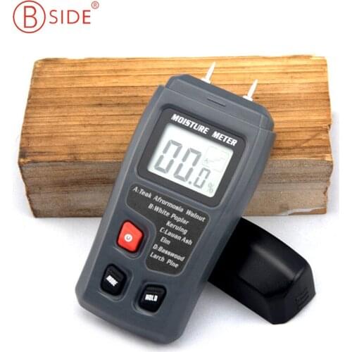 BSIDE EMT01 Two Pins Digital Wood Moisture Meter with LCD Reading Display Portable Humidity Tester Timber Damp Detector