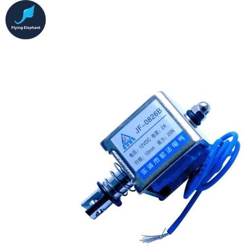 JF-0826B DC 12V or 24V Push Type Open Frame Linear DC Solenoid Electromagnet Suction 150g 10mm 2A 15N Holding