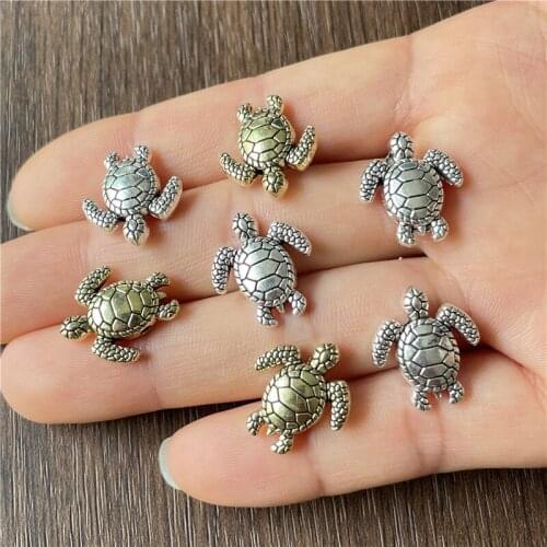 JunKang Alloy vintage silver bronze alloy sea turtle spacer beads DIY making bracelets, necklaces, crafts, jewelry connectors