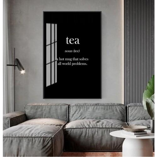 Canvas Painting Black and White Quotes Decor kitchen Cuadros Decoracion Salon Tea Coffee Poster Canvas Painting Nordic Wall Art