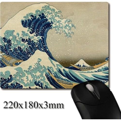 Classic Japanese Ukiyo-e pattern printed Heavy weaving anti-slip rubber office mouse pad Coaster Party favor gifts 220x180x3mm