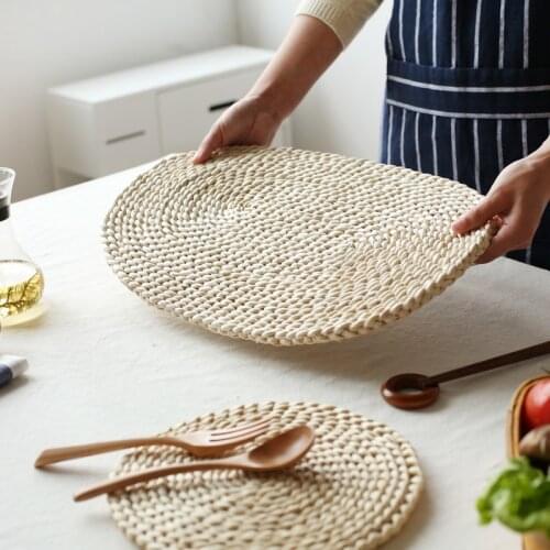 Creative corn fur woven table mat insulation pot mat round coaster coffee drink tea cup table mat coaster WF924220