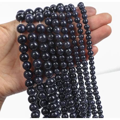 Natural Stone Blue Sand stone Charm Round Loose Beads For Jewelry Making Needlework Bracelet Diy Strand 4/6/8/10/12MM