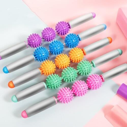 Hedgehog Balls Massager Stick Muscle Roller Anti Cellulite Massager Point Stick Muscle Relaxation Slimming Muscle Massage Stick