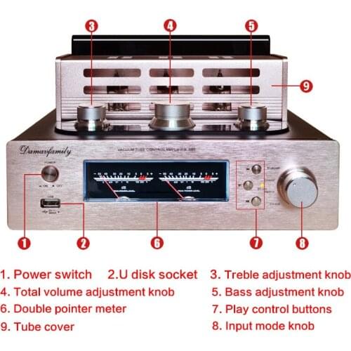 High-power Bluetooth Tube Amplifier 100W*2 Power Amplifier Home Theater Fever HIFI Tube Tube Amplifier Fiber Coaxial Amplifier