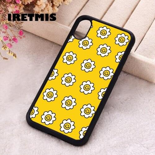 Iretmis 5 5S SE 2020 phone cover cases for iphone 6 6S 7 8 Plus X Xs XR 11 12 MINI Pro Max Soft Silicone TPU Smiley Face Daisies