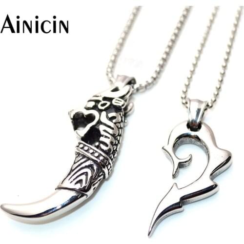 Stainless Steel Dragon Teeth Box Chain Necklace Fashion Mens Punk Jewelry 5pcs/lot