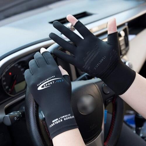 Summer Mens Sunscreen Gloves Womens Fishing Ice Silk Half Finger Anti Ultraviolet Driving Outdoor Sports Outdoor Driving Glove