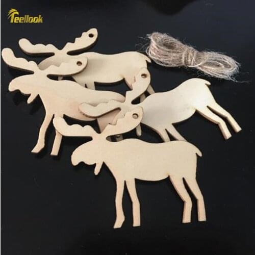 Teellook 50pcs New Year Christmas Wooden Ornament Pendant Christmas Mall Hotel Christmas Tree Pendant
