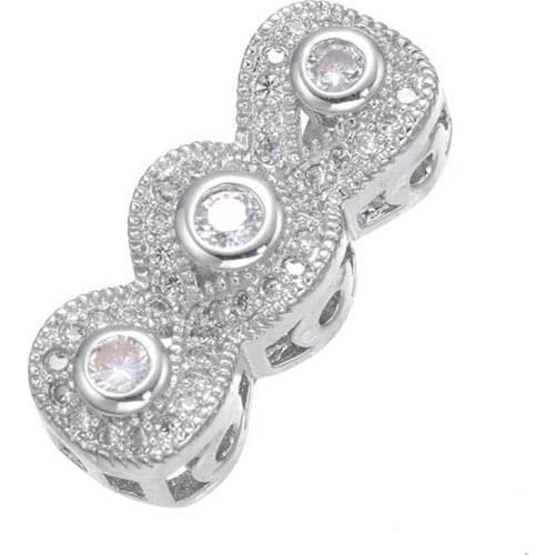 European Style Micro Pave CZ Rhinestone Jewelry Spacers Bars Findings For Jewellery Making High Quality Copper DIY Accessories