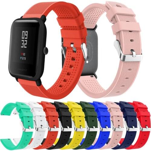 20mm Silicone Strap For Xiaomi Huami Amazfit Bip BIT PACE Lite Youth smart Watch band For Xiaomi Huami Amazfit GTS Bracelet