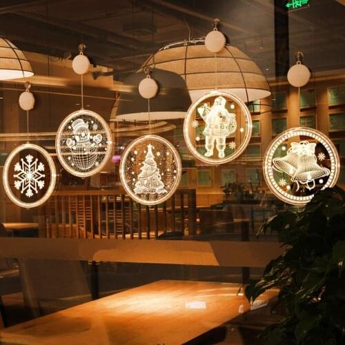 Christmas LED String Light for Windows, 1 pcs Hanging 3D String Light Battery Christmas Tree Hanging Lights for Indoor Outdoor