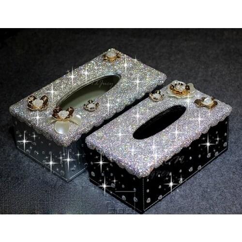 Handmade Beautiful Car Tissue Box Home Paper Towels Cover Case with Flower Great Gift for Women