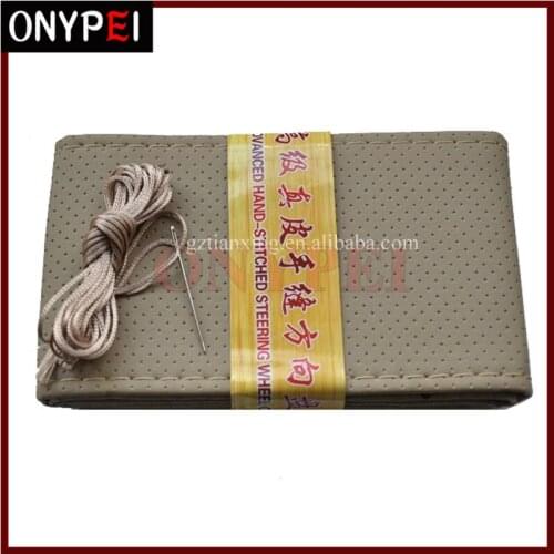 DIY PU Leather Soft Steering Wheel Cover With Needles & Thread Anti-slip M Brown