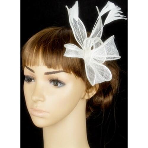 Sinamay Fascinator Headwear Feather Colorful Mesh Event Show Hair Accessories Women Millinery Cocktail Hat Perfect Color MYQ058