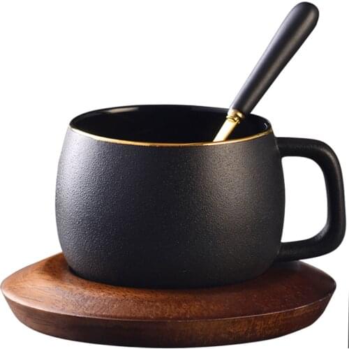 Scandinavian Ceramic Coffee Cups And Saucers Creative Phnom Penh Matte Black Espresso Party Drinkware