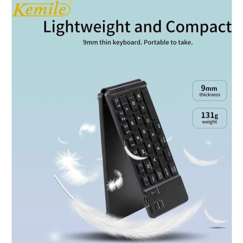 Kemile Business Folding Bluetooth Keyboard BT Wireless Folding Keypad for iPad IOS/Android/Windows Tablet Russian Spanish Arabic
