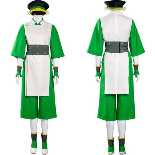 TAvatar The Last Airbender Cosplay Toph bengfang Cosplay Costume Green Outfit Halloween Carnival Suit
