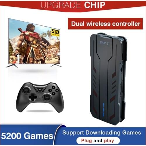 PAP1 TV Video Console Build in 5200 Classic Games for PS1 CPS1 CPS2 GBA MD Portable Retro Game Stick with Wireless Controllers