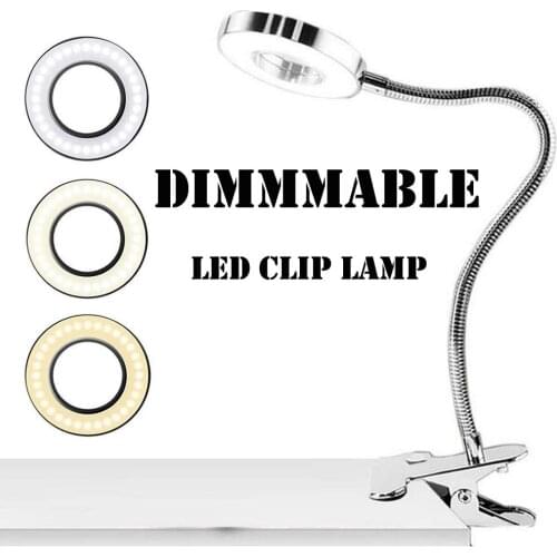 USB Dimmable Study Table Clip on Light, Eyelash Extension Light LED Reading Lamp, Book Light, Tattoo, Nail Art, Makeup Desk Lamp