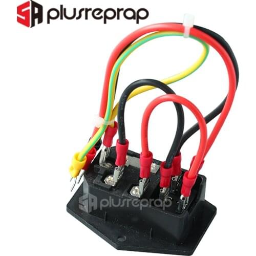 15A 250V Power Switch AC 3pin Power Socket with Red Triple Rocker Switch Tripod Feet of Copper with Fuse for 3D Printer