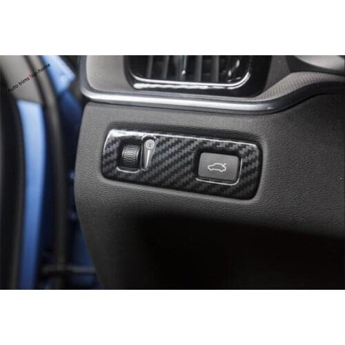 Yimaautotrims Front Head Lights Headlamp Switches Button Frame Cover Trim 1 Pcs For Volvo V90 Cross Country 2017 2018 2019 ABS