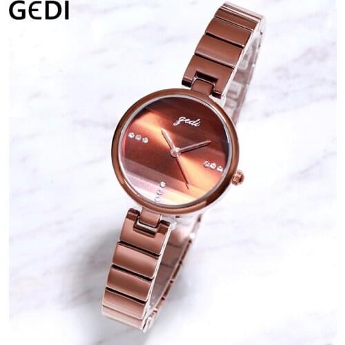 Reloj mujer GEDI Luxury Elegant Womens Watch Fashion Rose Gold Steel Strap Waterproof Watch unique Design letters Clock Female