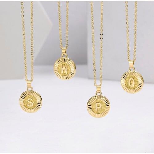 2021 New Luxury Fashion 26 Letter Pendant Necklace For Women Gold Color Round Name Initials Chain Necklace Top Quality Jewelry