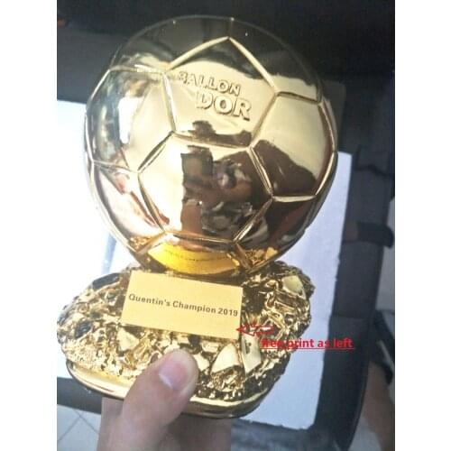 Golden ball trophy Ballon D'OR Trophy 1:1 free print Golden Soccer Ball Best Football Player Soccer trophy cup